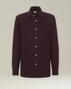 Camicia Nerano bourdeaux Pied de Poule in Flanella