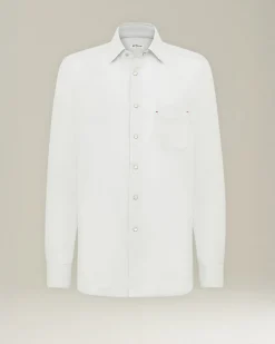 Camicia Nerano in lino con taschino decorato