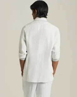 Camicia Nerano in lino con taschino decorato