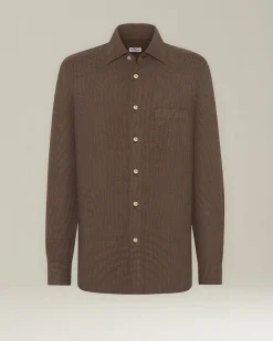 Camicia Nerano marrone Pied de Poule in Flanella