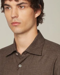 Camicia Nerano marrone Pied de Poule in Flanella