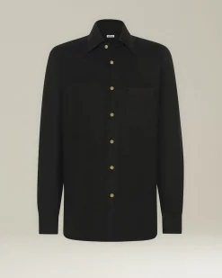 Camicia Nerano nera Pied de Poule in Flanella