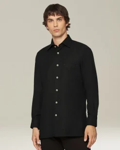 Camicia Nerano nera Pied de Poule in Flanella