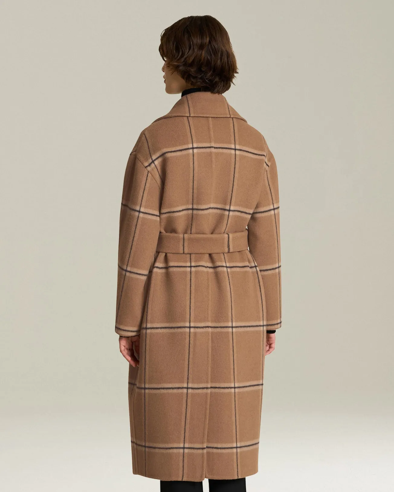 Cappotto a Quadri cammello in Cashmere pregiato