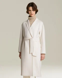 Cappotto donna lungo in Cashmere panna