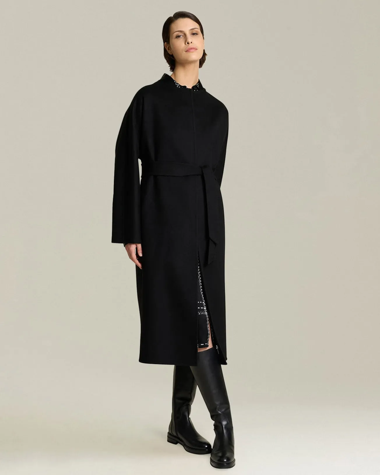 Cappotto donna lungo in cashmere nero