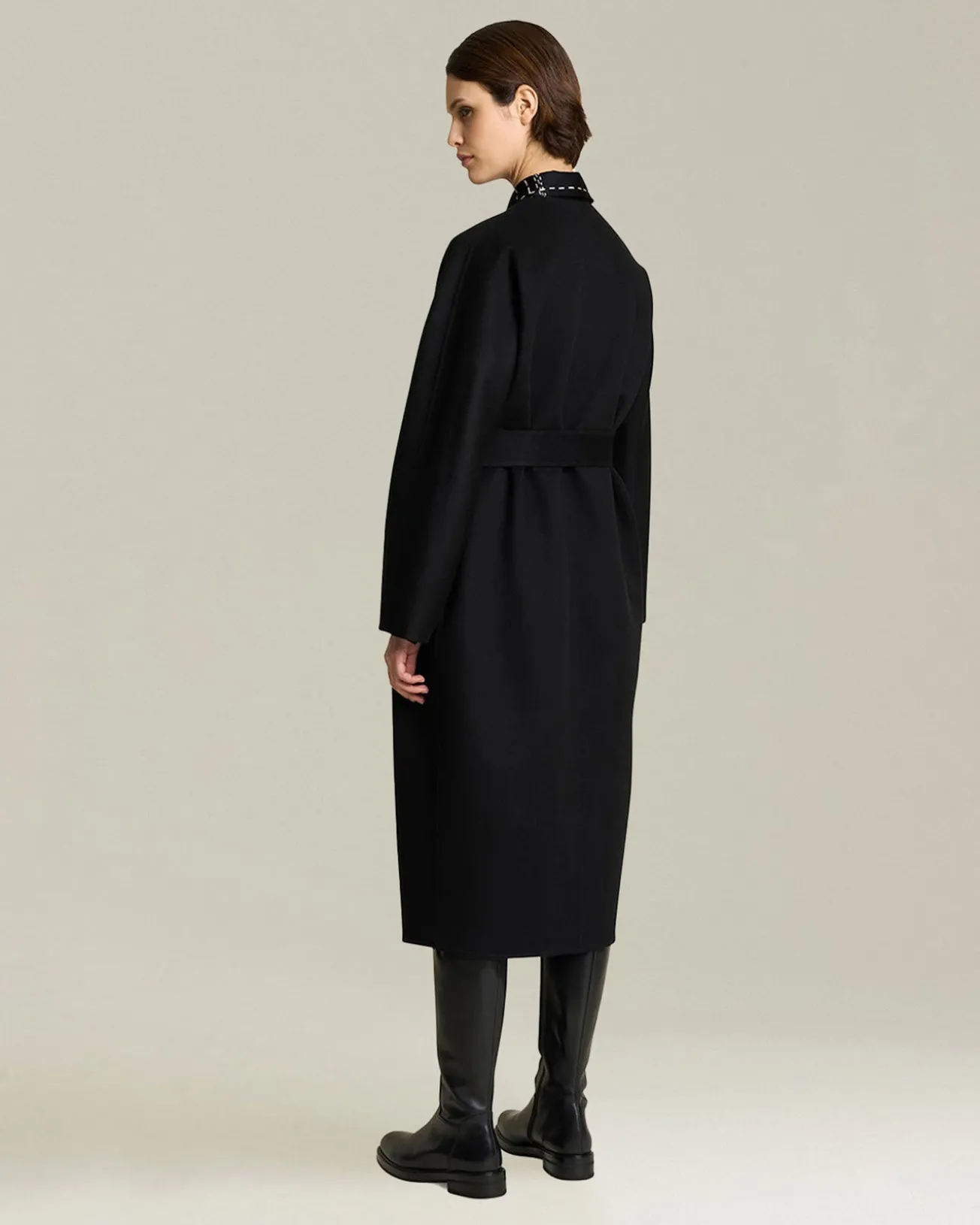 Cappotto donna lungo in cashmere nero