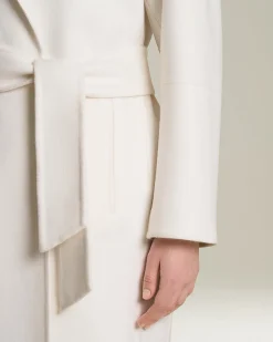 Cappotto donna lungo in Cashmere panna