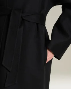 Cappotto donna lungo in cashmere nero