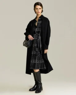Cappotto donna lungo in cashmere nero