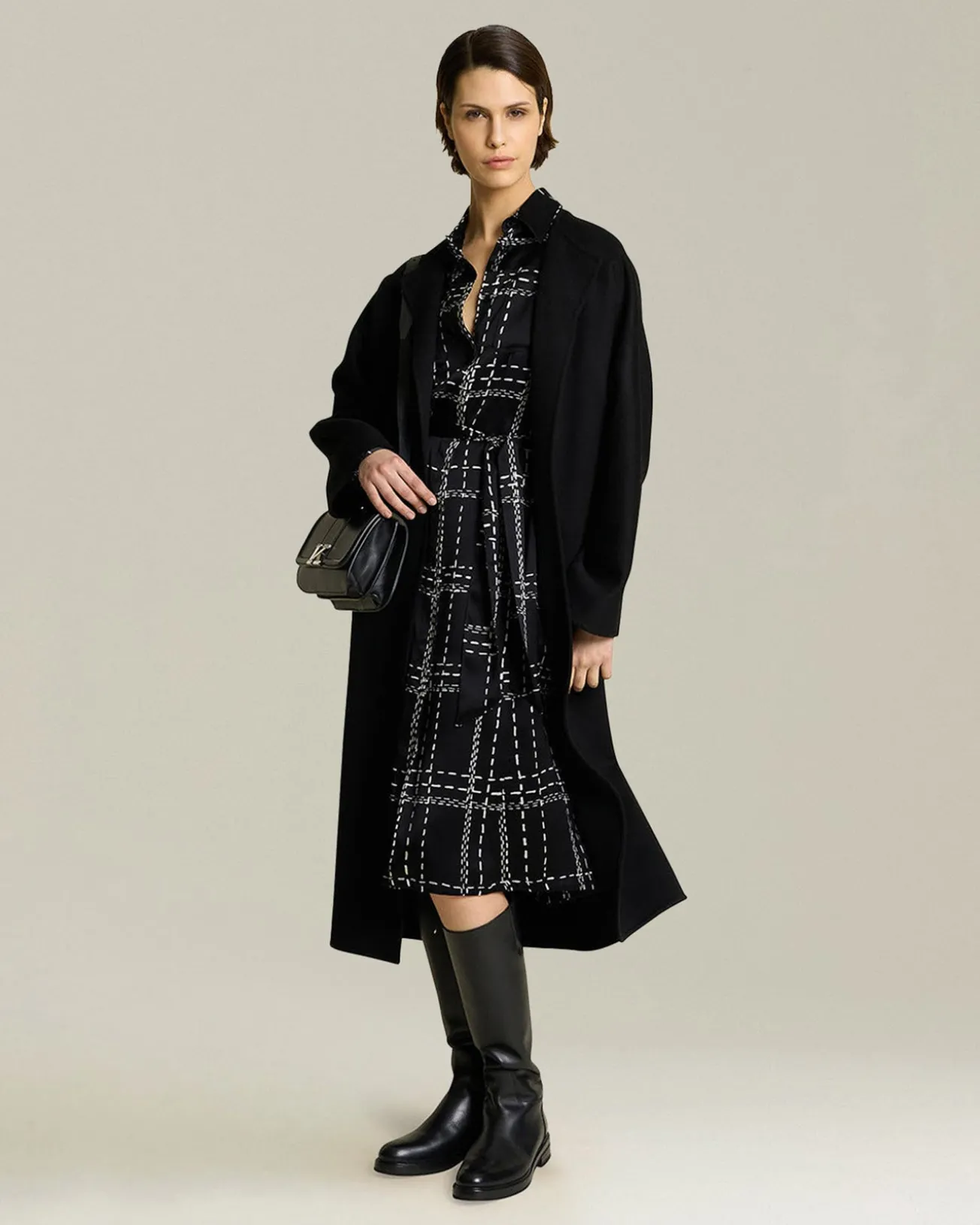 Cappotto donna lungo in cashmere nero