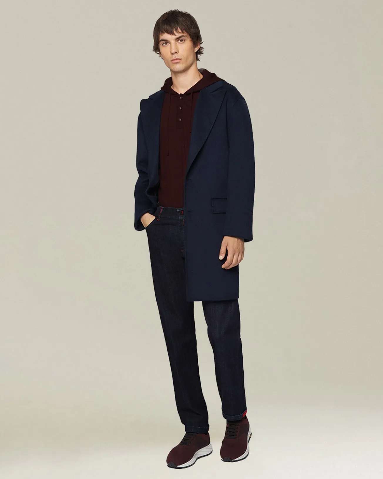 Cappotto monopetto Double in Cashmere blu