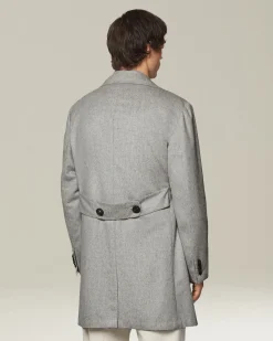 Cappotto uomo grigio chiaro in cashmere pettinato