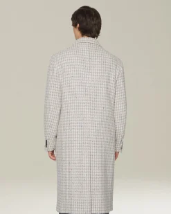 Cappotto uomo lungo Pied de Poule in Cashmere blend
