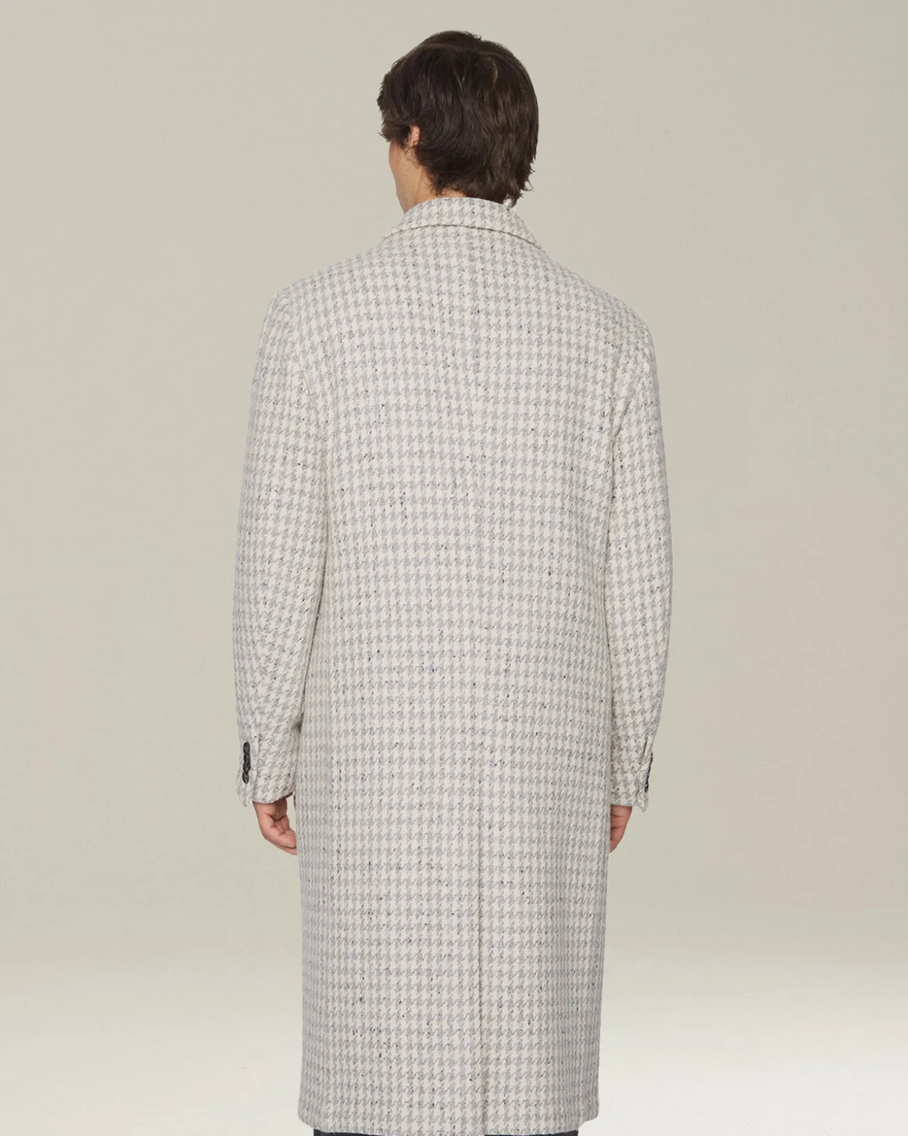 Cappotto uomo lungo Pied de Poule in Cashmere blend