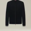 Cardigan con zip nero e bianco in filato di lana