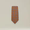 Cravatta fantasia paisley arancio in Pura Seta