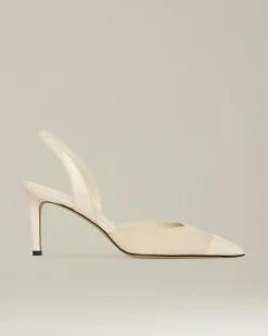 Décolleté Slingback in pelle scamosciata color panna