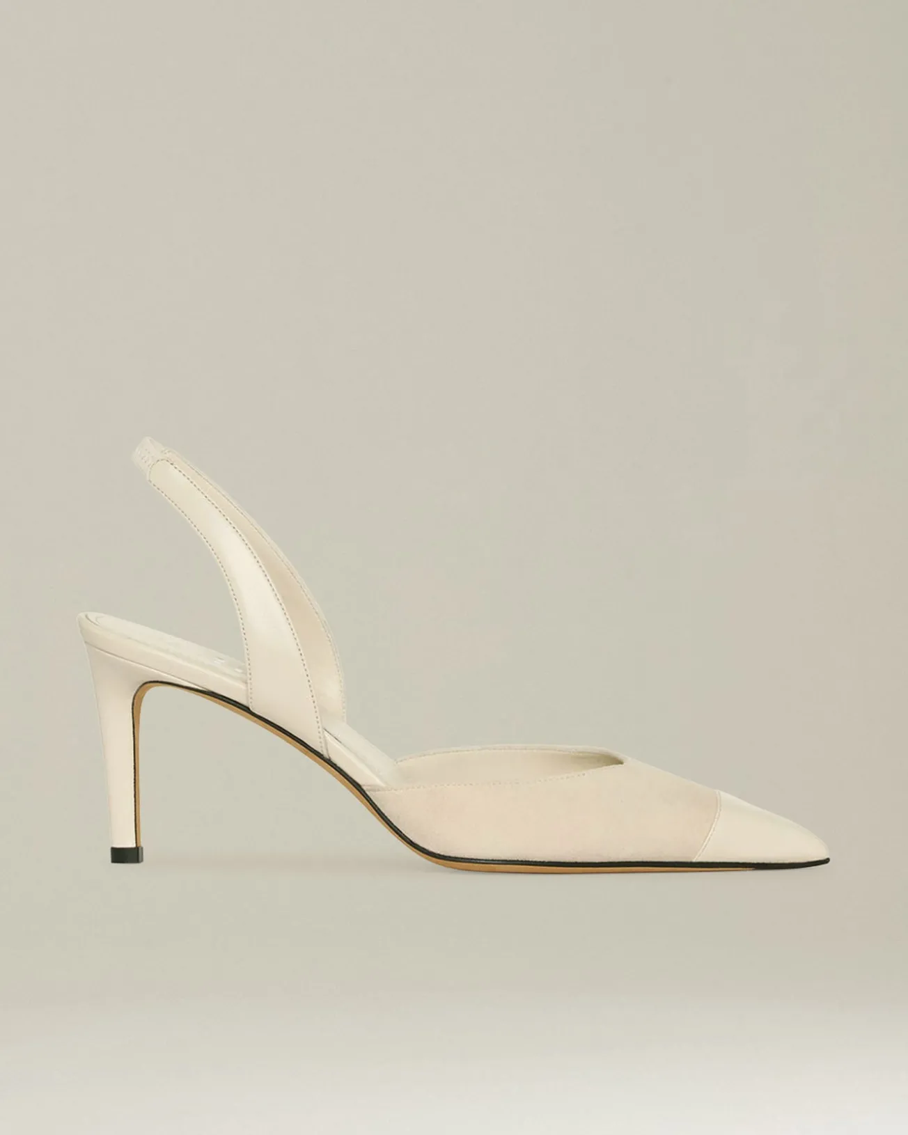 Décolleté Slingback in pelle scamosciata color panna