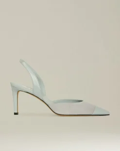 Décolleté Slingback in pelle scamosciata color menta