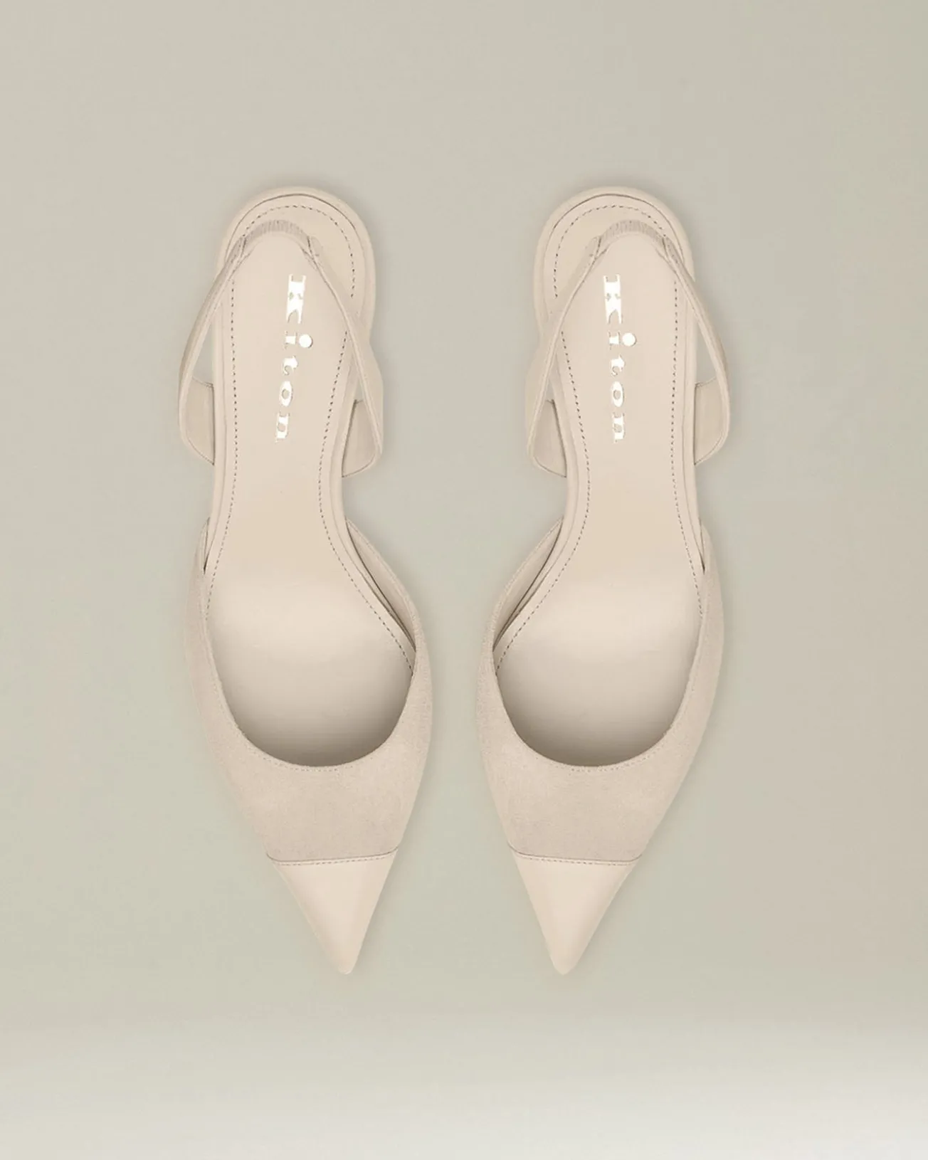 Décolleté Slingback in pelle scamosciata color panna