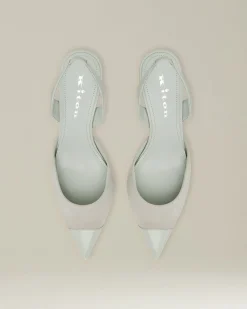 Décolleté Slingback in pelle scamosciata color menta