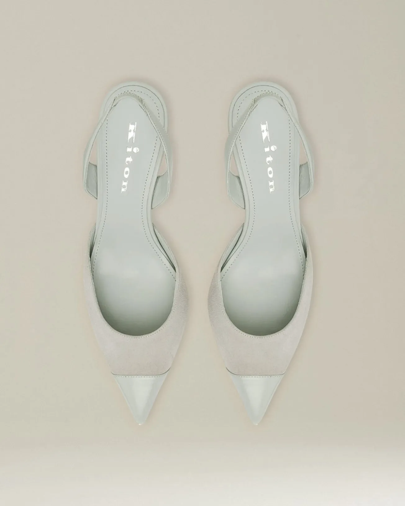 Décolleté Slingback in pelle scamosciata color menta