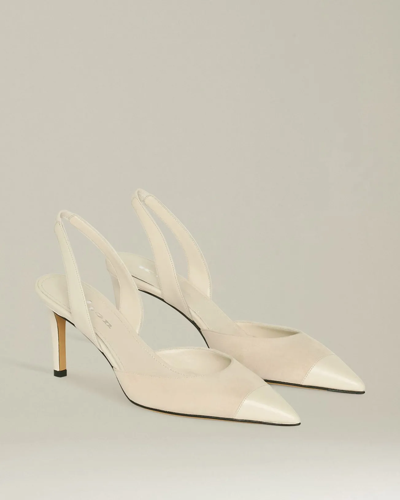Décolleté Slingback in pelle scamosciata color panna