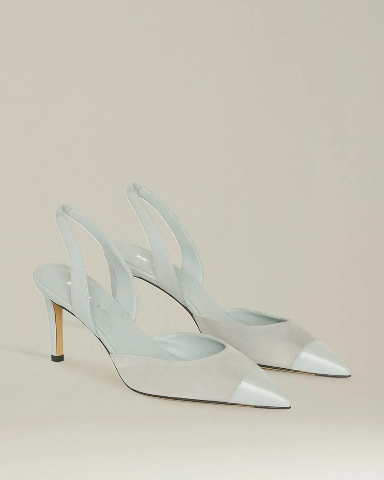 Décolleté Slingback in pelle scamosciata color menta