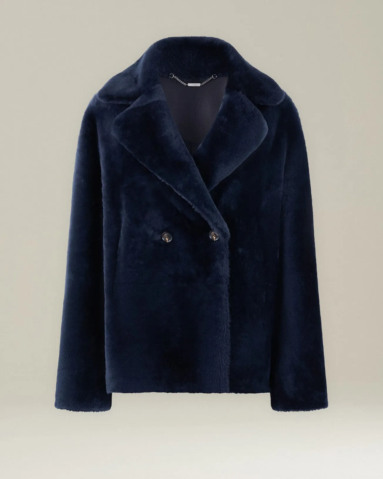 Giacca donna doppiopetto in Shearling blu