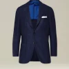 Giacca uomo a quadri blu in blend di lana vergine