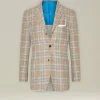 Giacca uomo a quadri grigia e beige in blend di lana vergine
