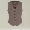 Gilet donna marrone in blend di lana e cashmere