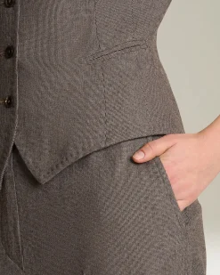 Gilet donna marrone in blend di lana e cashmere