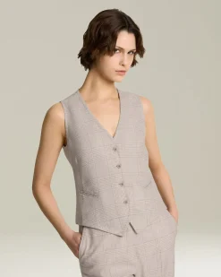 Gilet donna Principe di Galles in lana e cashmere