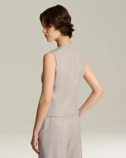 Gilet donna Principe di Galles in lana e cashmere