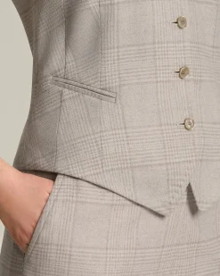 Gilet donna Principe di Galles in lana e cashmere