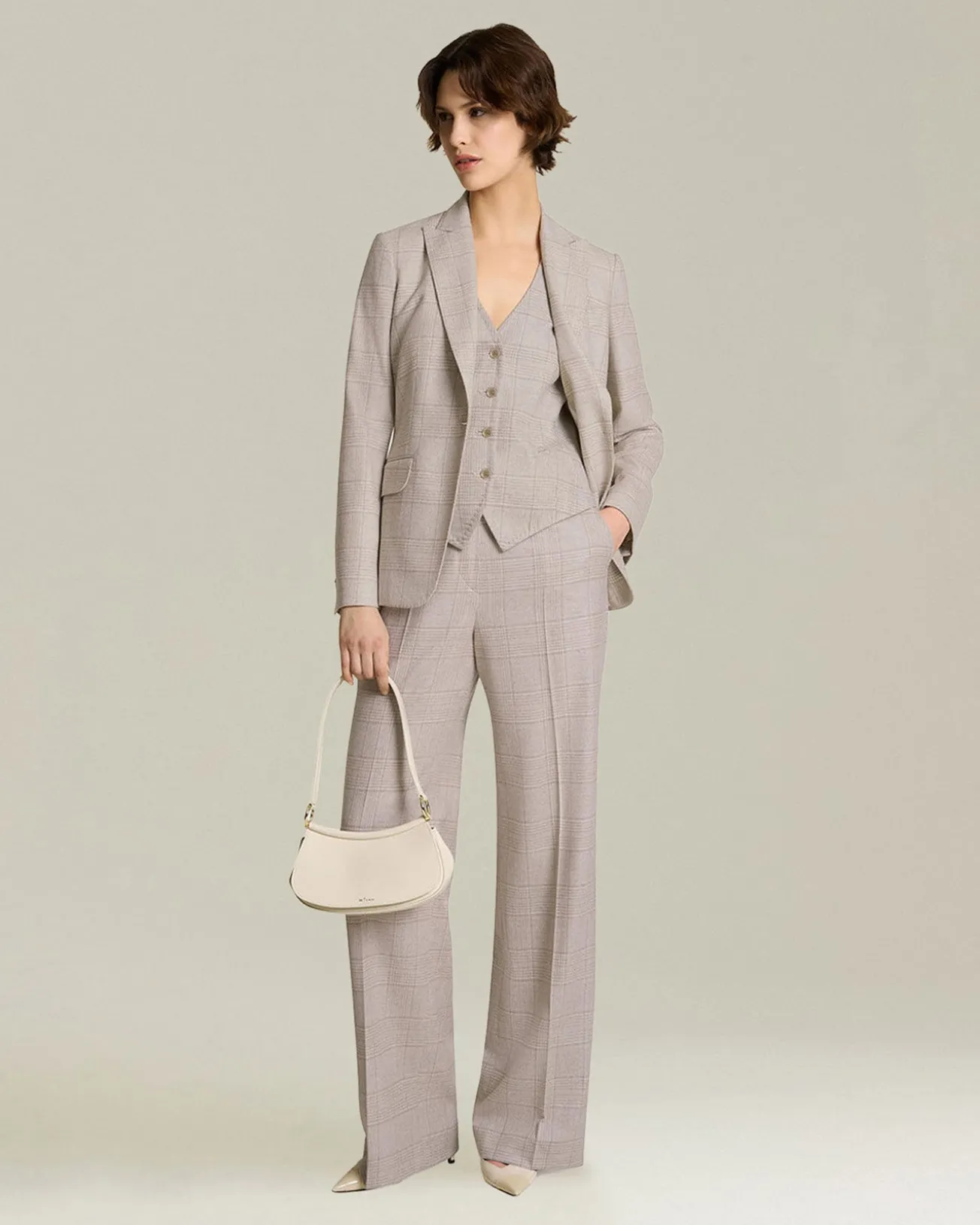 Gilet donna Principe di Galles in lana e cashmere