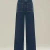 Jeans Sartoriale donna wide leg color Denim