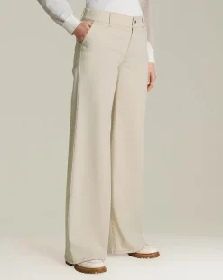 Jeans Sartoriale donna wide leg beige