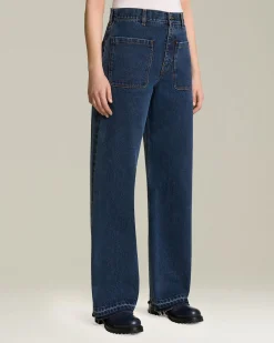 Jeans Sartoriale donna wide leg color Denim