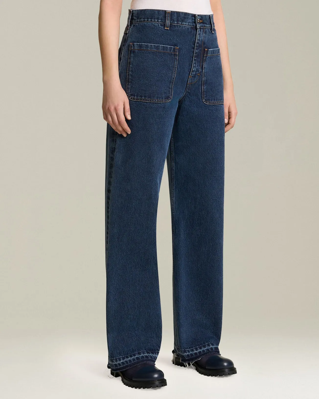 Jeans Sartoriale donna wide leg color Denim