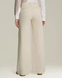 Jeans Sartoriale donna wide leg beige