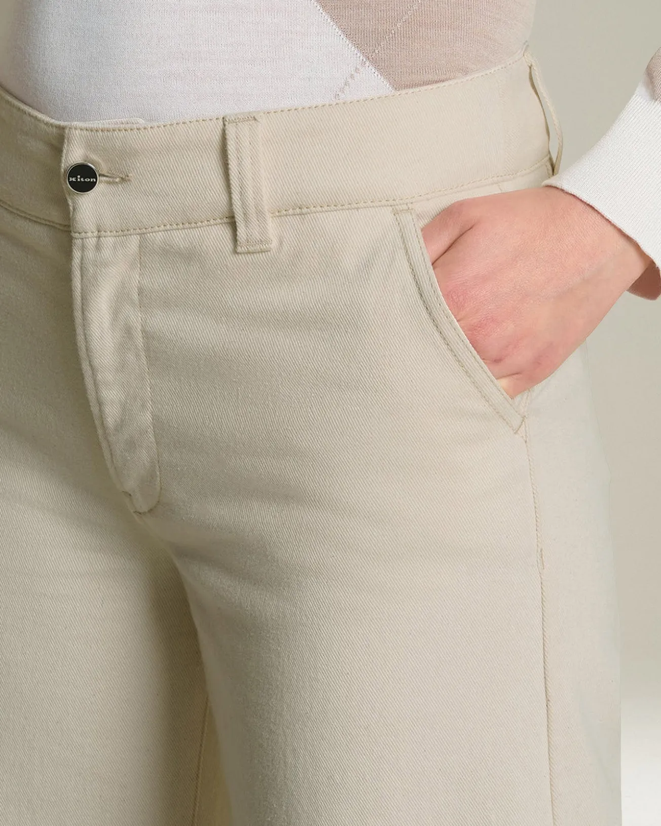 Jeans Sartoriale donna wide leg beige
