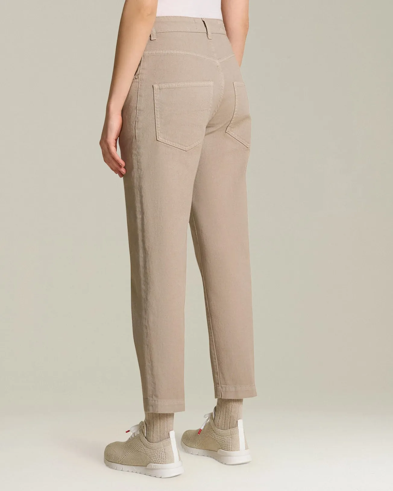 Jeans sartoriali Mum fit beige