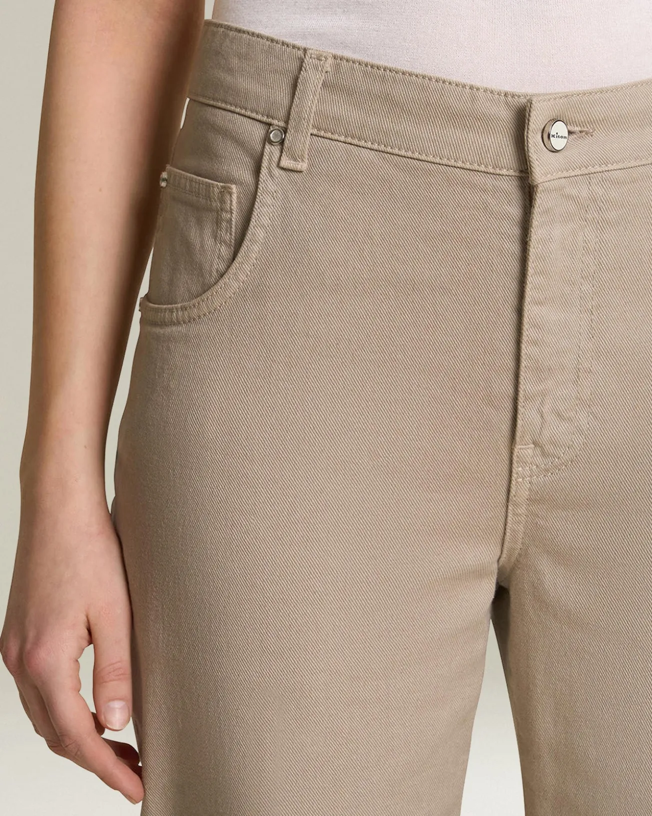 Jeans sartoriali Mum fit beige