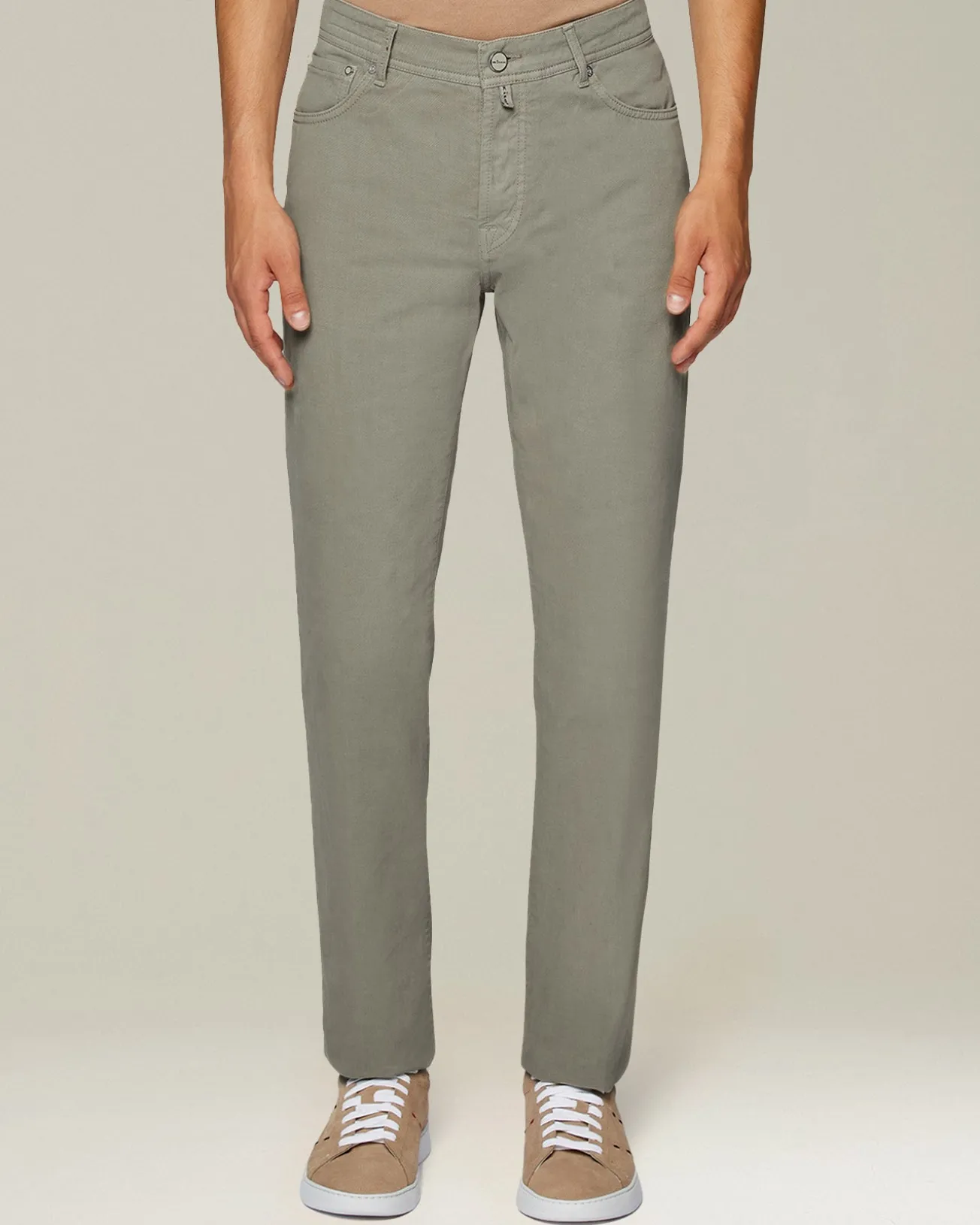 Jeans uomo Sartoriale in Denim e Cashmere sabbia