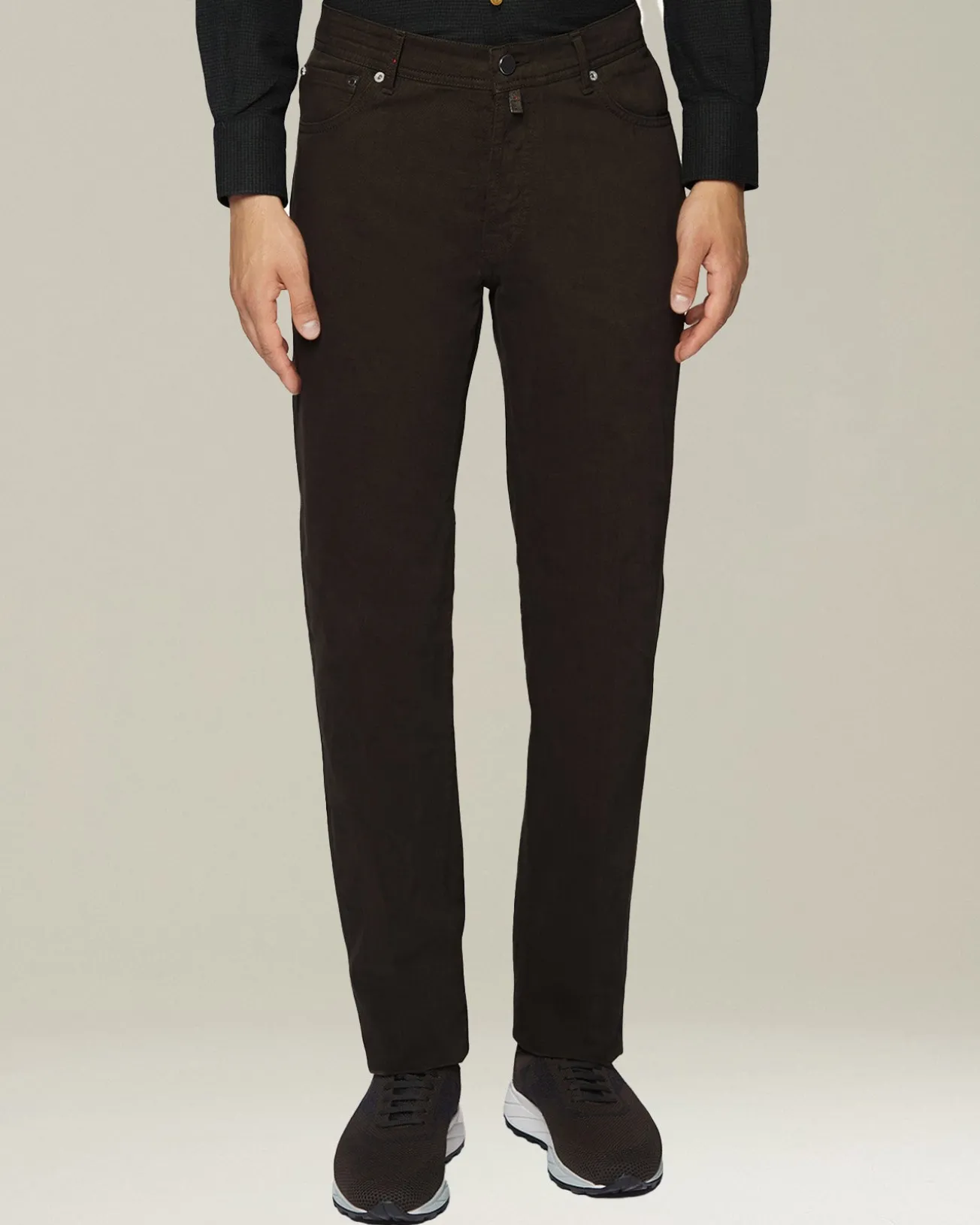 Jeans uomo Sartoriale in Denim e Cashmere marrone