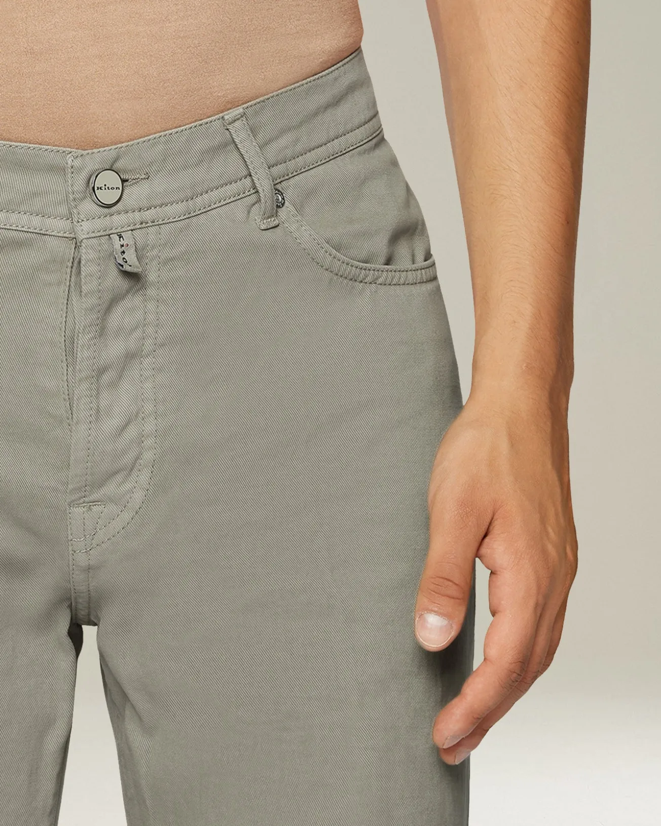 Jeans uomo Sartoriale in Denim e Cashmere sabbia