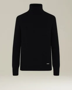 Lupetto donna in cashmere e seta nero